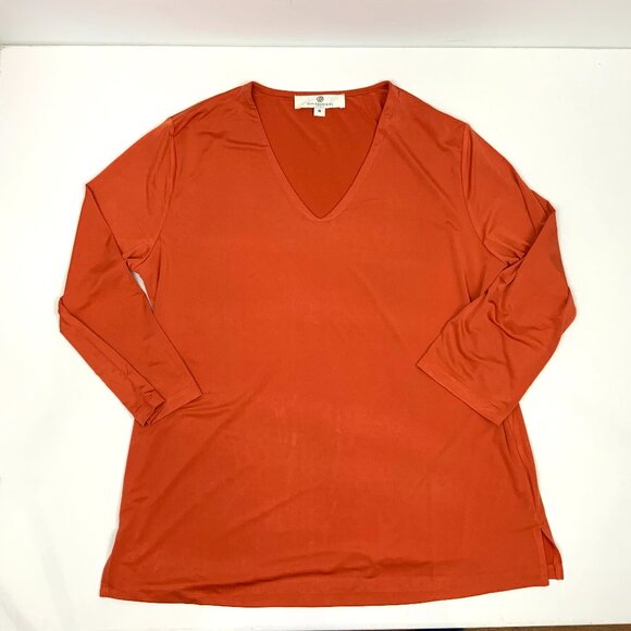 JEAN-PIERRE KLIFA PARIS V-Neck 3/4 Sleeve Top Orange/ Rust Color Size XL - Picture 14 of 16